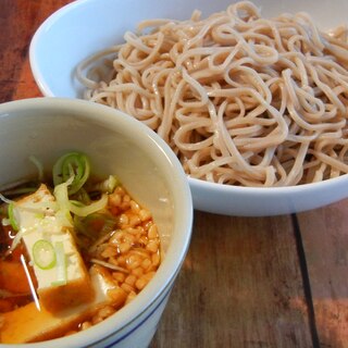 納豆と厚揚げのつけ蕎麦